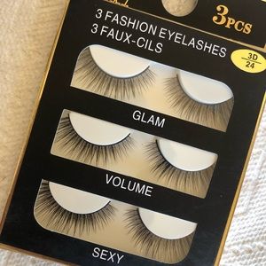 3Pairs Blk Faux-Cil Natural Long Thick Eye Lashes